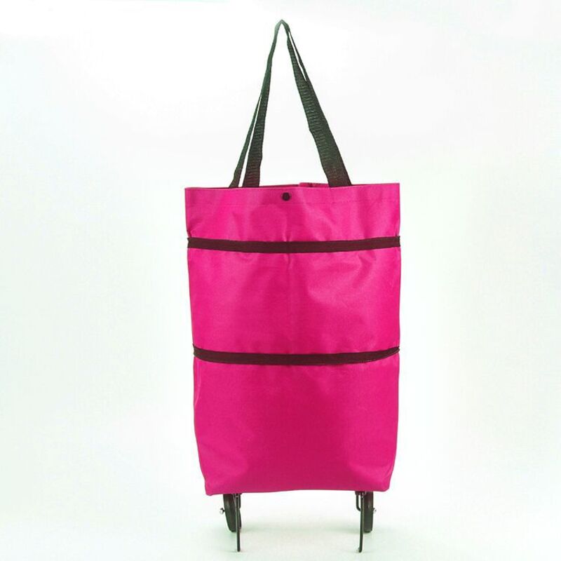 Portable Foldable Shopping Cart with Wheels - Clever Backpack Style Travel Trolley for Groceries & Storage