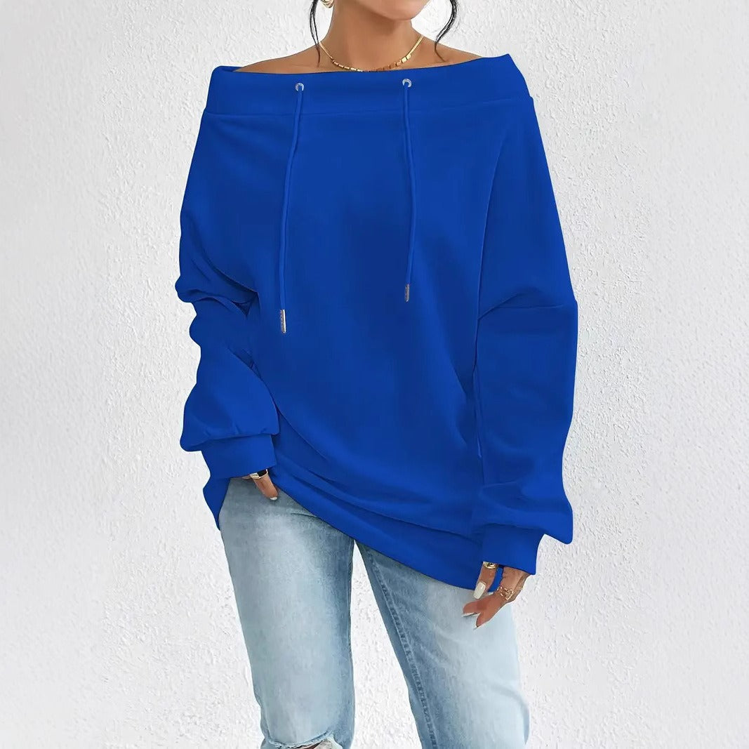 Women's Sporty Autumn & Winter Sweatshirt - Sexy Casual Off-Shoulder Drawstring Loose Fit ♨️