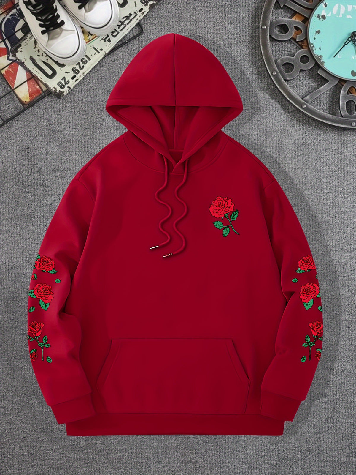 Vibrant Rose Patch Unisex Casual Streetwear Hoodie ♨️