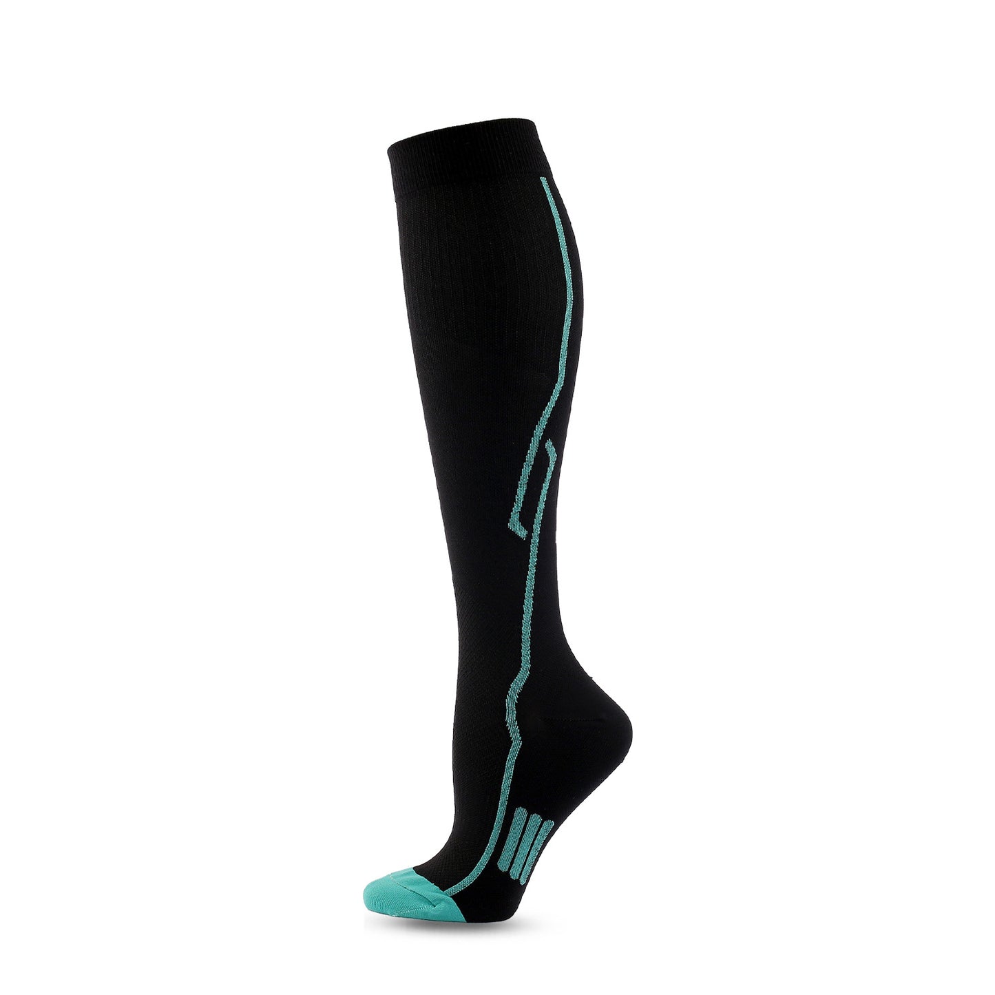 Sporty Nylon Professional Athletic Compression Socks - Breathable Sweat Absorbing Knee Length
