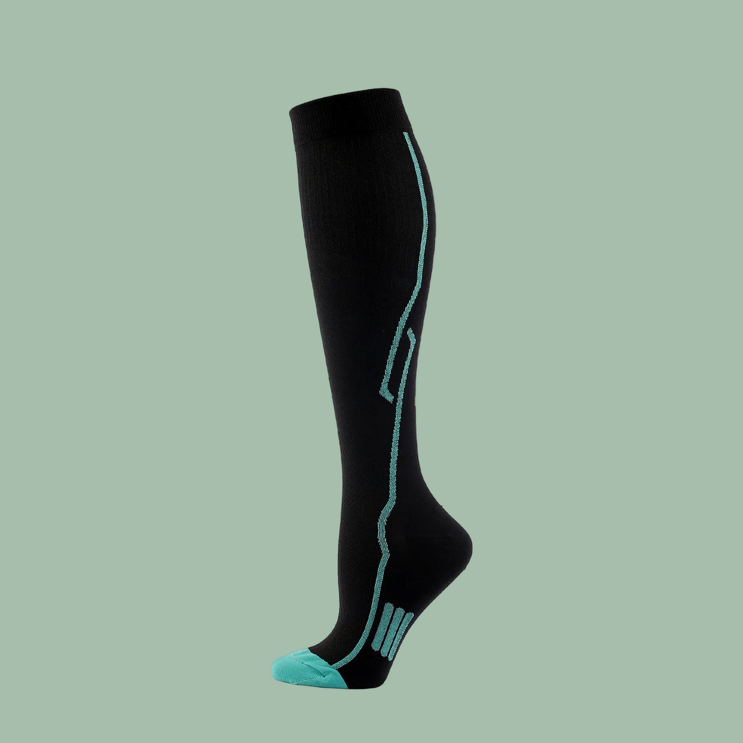 Sporty Nylon Professional Athletic Compression Socks - Breathable Sweat Absorbing Knee Length