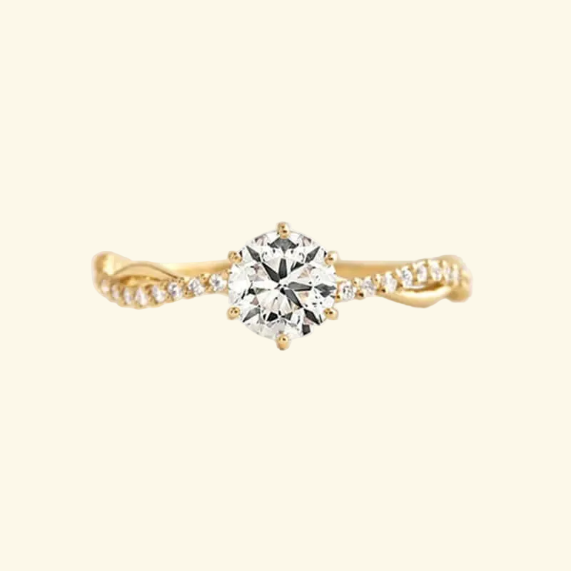 Women's Luxurious Silver Ring 💍 S925 PURE SILVER Woven Wave Diamond Row Center Stone 💝
