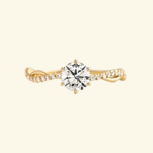 Women's Luxurious Silver Ring 💍 S925 PURE SILVER Woven Wave Diamond Row Center Stone 💝