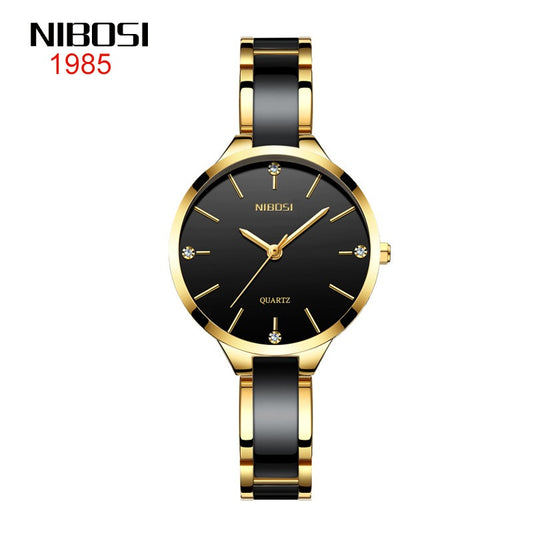 NIBOSI Couples Creative Luxury Ceramic Bracelet Watches - Quartz Movement, Waterproof 30M