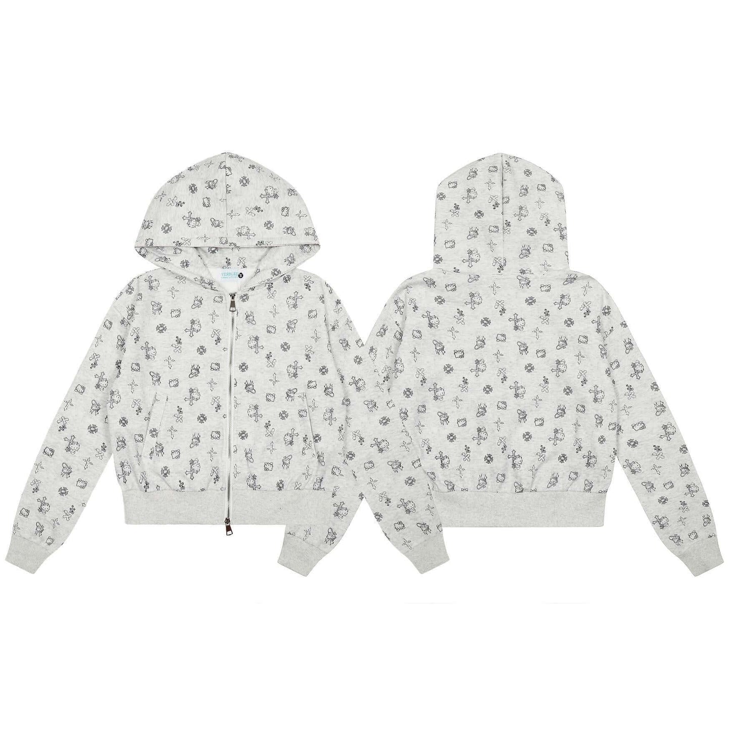 Hip Hello Kitty Zip Up Jacket 😺 Retro High Street Cross Pattern