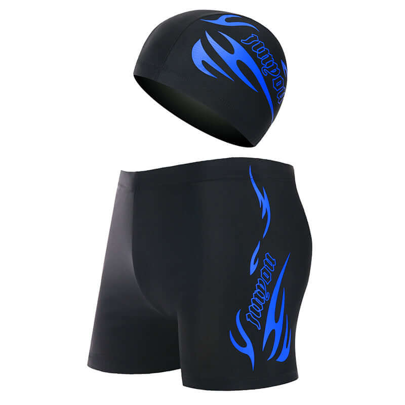 Men's Boxer Swimming Trunks & Cap Set - Large Sizes Ready for Summer Play ! 🏖