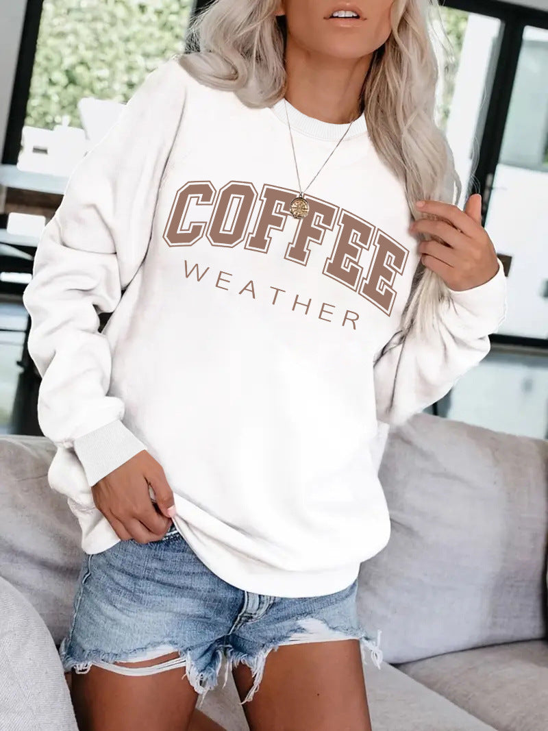 Women's Autumn Colors COFFEE Pattern Sweatshirt - Cozy Seasonal Comfort ! ☕️♨️