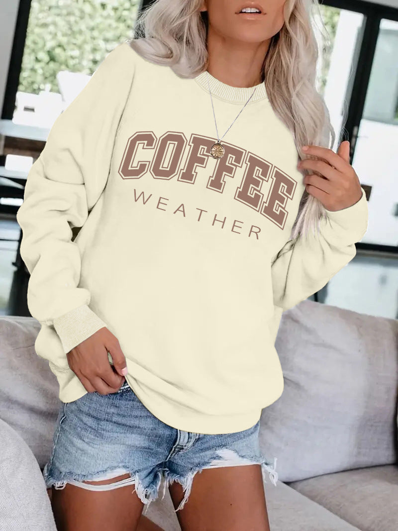 Women's Autumn Colors COFFEE Pattern Sweatshirt - Cozy Seasonal Comfort ! ☕️♨️