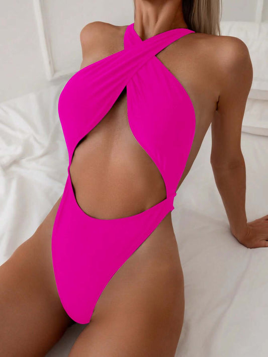 Sexy One Piece Bikini - Swimsuit | Neck Tight Backless in Many Great Solid Colors 🌈