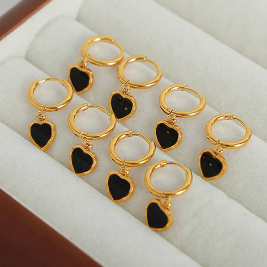 Gorgeous Giftable 💝 18K Gold-Plated Heart Drop Earrings - Titanium Steel