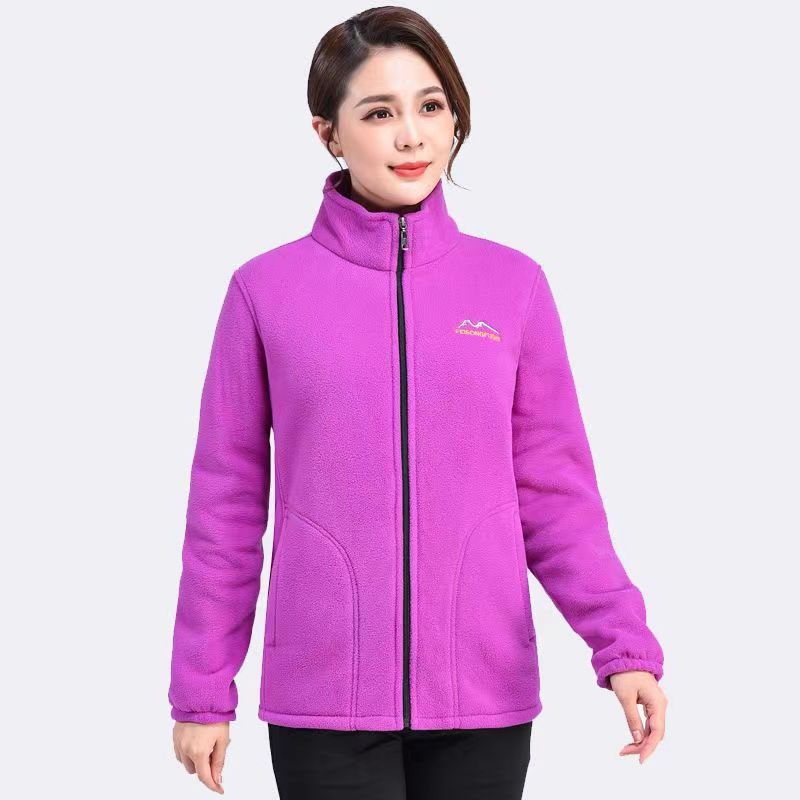 Women's Cozy Warm Fleece Jacket ♨️ Sporty Lined & Thickened Zip-Up with Stand-up Collar & Pockets