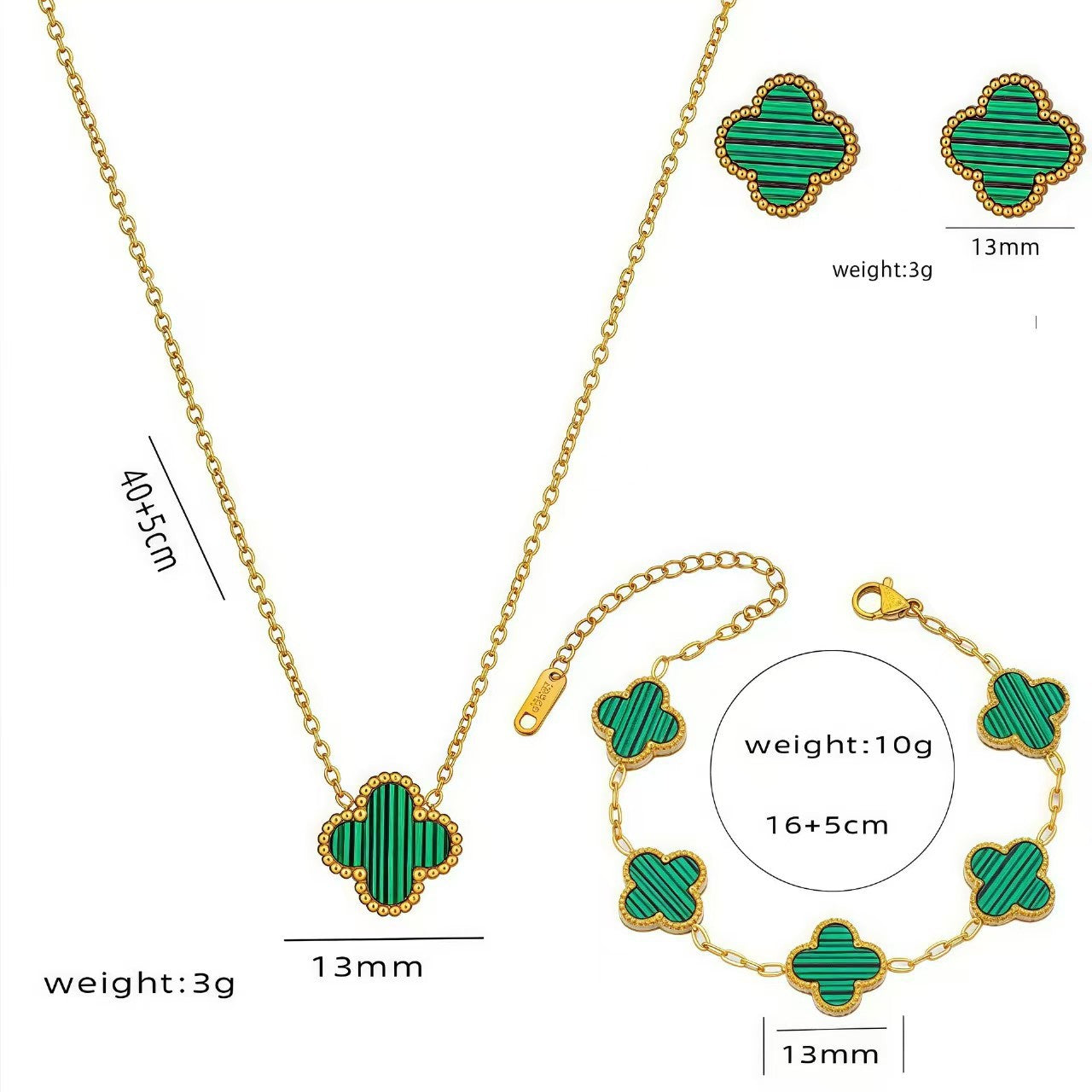 Gorgeous 4pc. Titanium Steel Jewelry SET - Great Value Floral Necklace + Bracelet + Earrings + Ring in Beautiful Colors