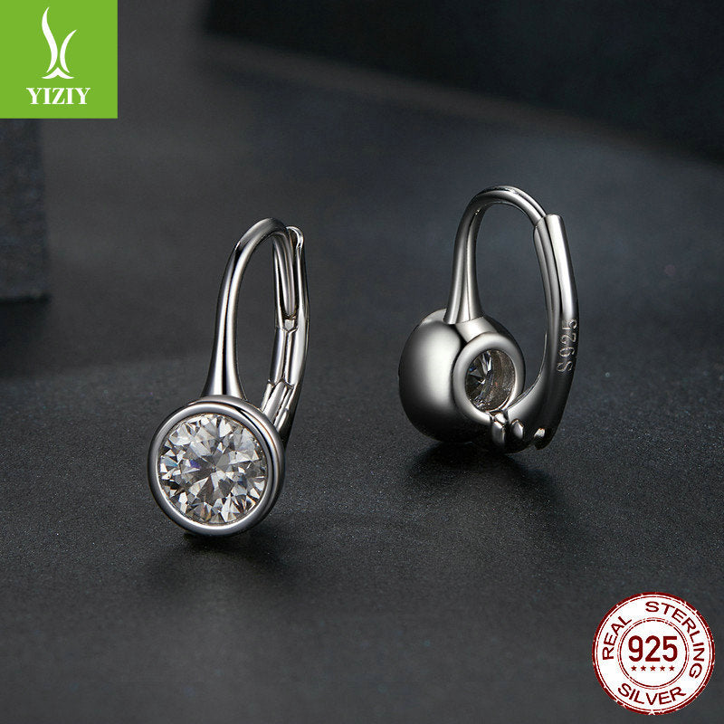 Gorgeous 925 STERLING SILVER Charm Earrings - Classic Ear Buckle Design Sparkling Moissanite