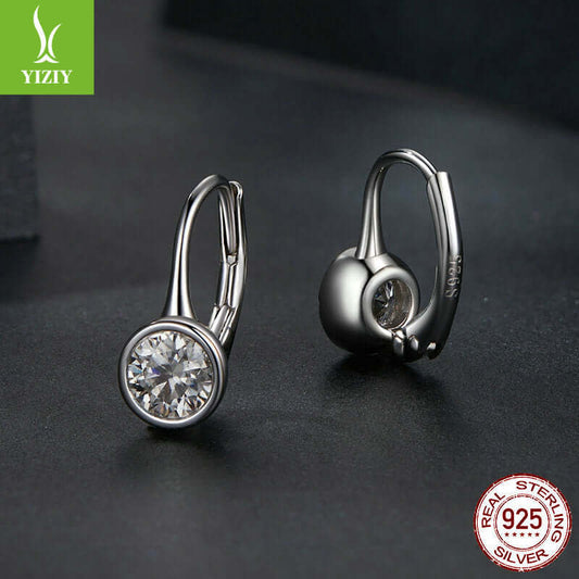 Gorgeous 925 STERLING SILVER Charm Earrings - Classic Ear Buckle Design Sparkling Moissanite