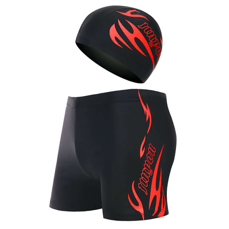 Men's Boxer Swimming Trunks & Cap Set - Large Sizes Ready for Summer Play ! 🏖