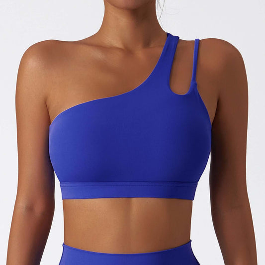 Sporty Fitness Vest - Slant Shoulder, Beautiful Back, Yoga - Workout Bra