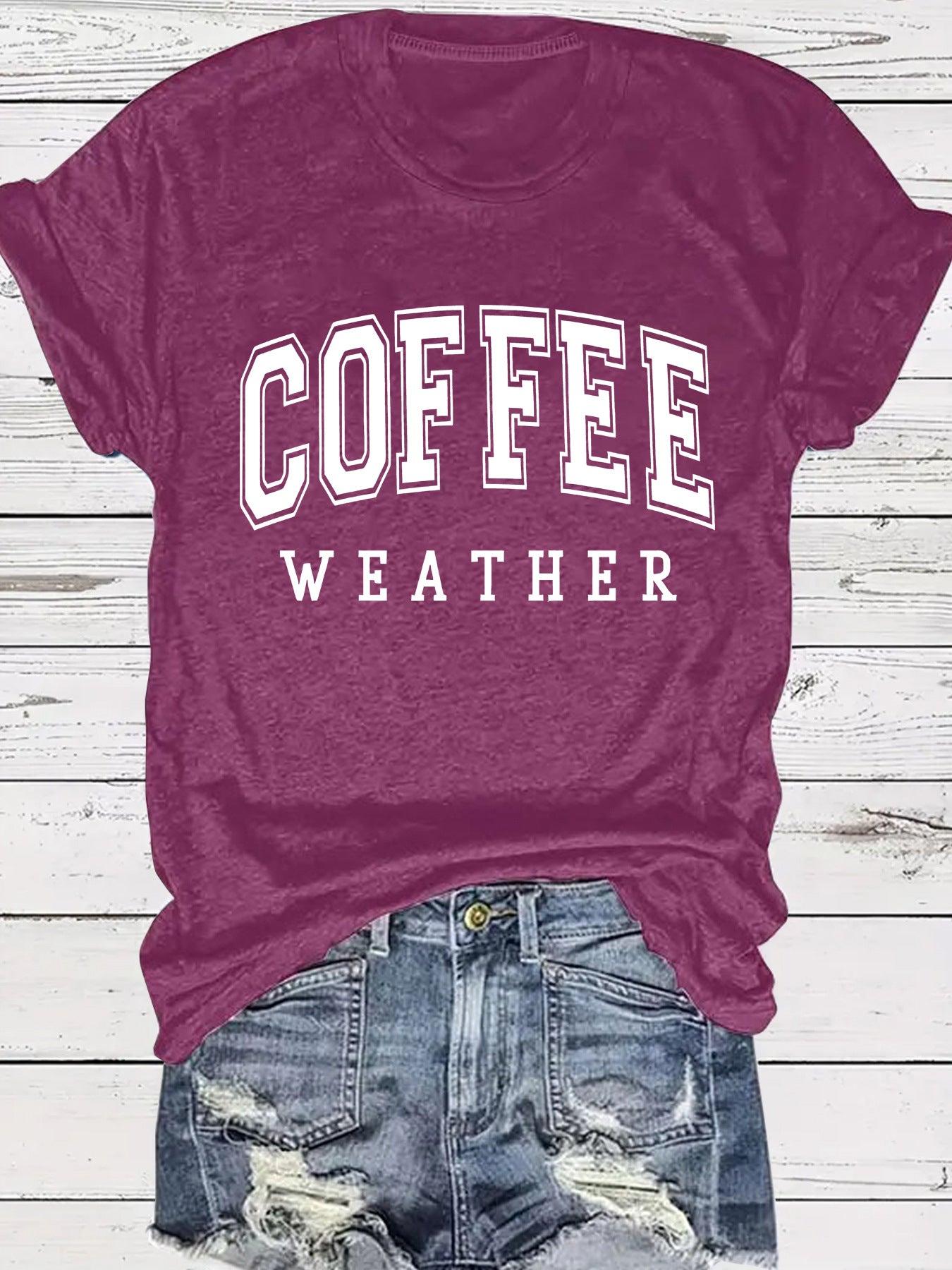 Hip COFFEE WEATHER Pattern ☕️ Short Sleeve T-shirt in Popular Colors 🌈 Maximize Savings, Grab 2 !