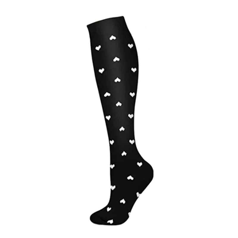 Women's Calf Length Compression Sports Socks - Anti-Slip, Sweat-absorbent, Solid & Polka Dots