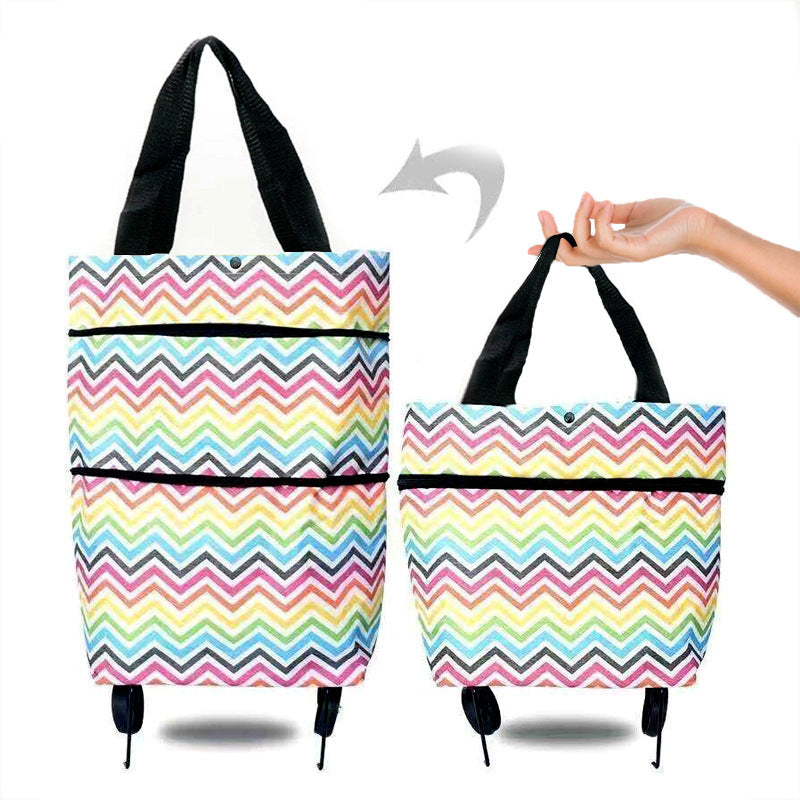 Portable Foldable Shopping Cart with Wheels - Clever Backpack Style Travel Trolley for Groceries & Storage