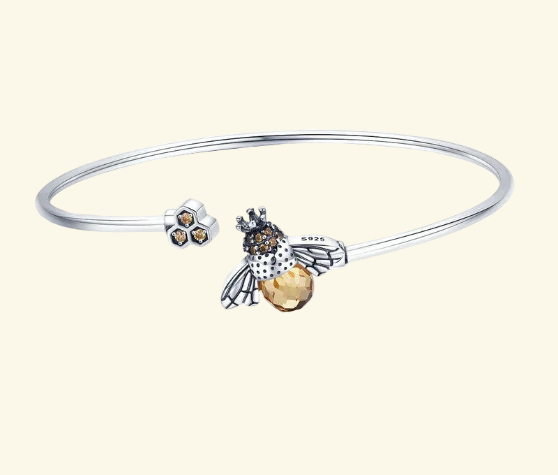 Women's Super Cute Fashion Bracelet - 925 Sterling Silver Crystal Bee & Honeycomb 😍🐝