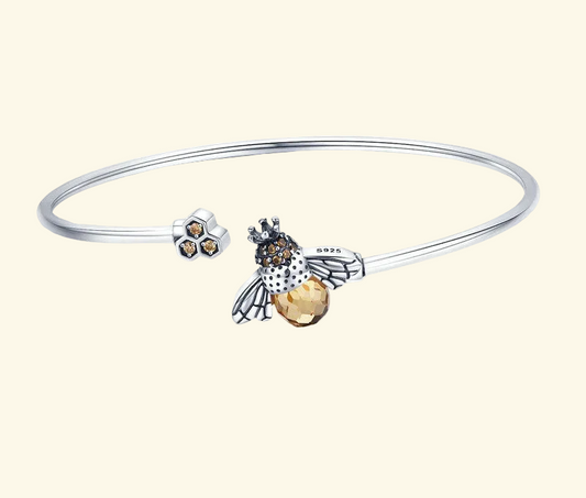Women's Super Cute Fashion Bracelet - 925 Sterling Silver Crystal Bee & Honeycomb 😍🐝