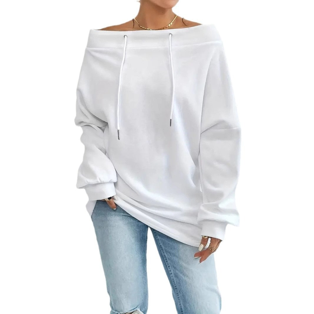 Women's Sporty Autumn & Winter Sweatshirt - Sexy Casual Off-Shoulder Drawstring Loose Fit ♨️