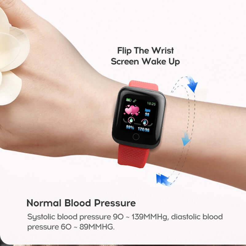 D20 Unisex Waterproof Sport Smartwatch - Large Readable Display - Bluetooth, Heart Rate, Blood Pressure Monitor + More