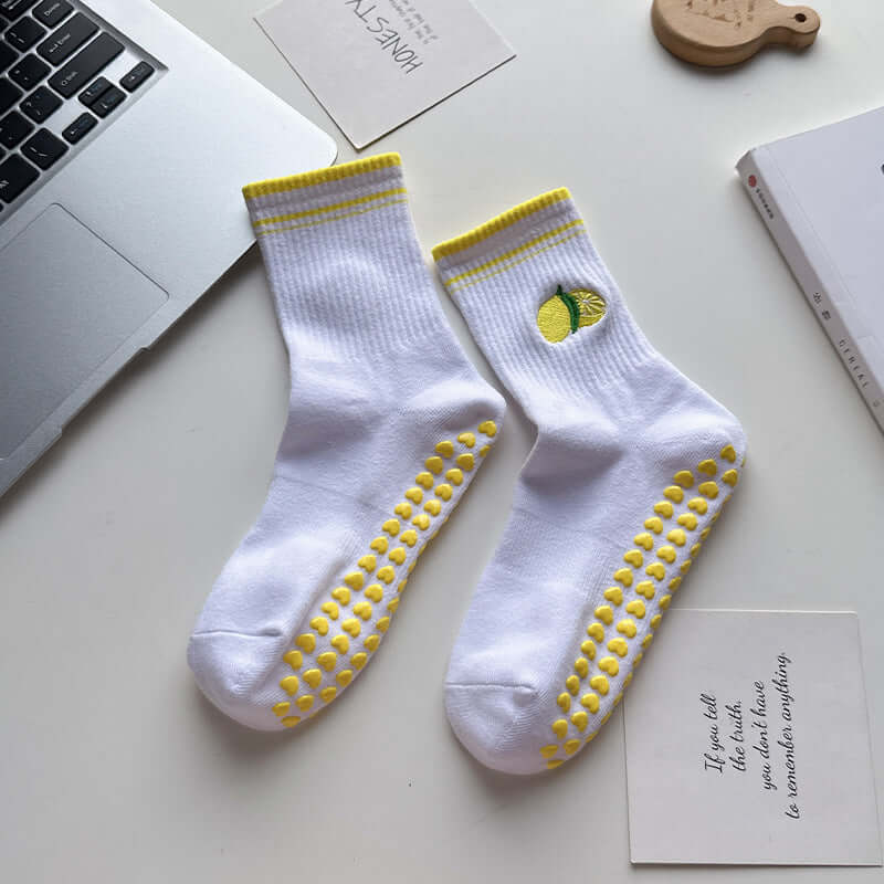 Hip Fun Graphics White Cotton Yoga Socks 🧘‍♀️🧦 for Women