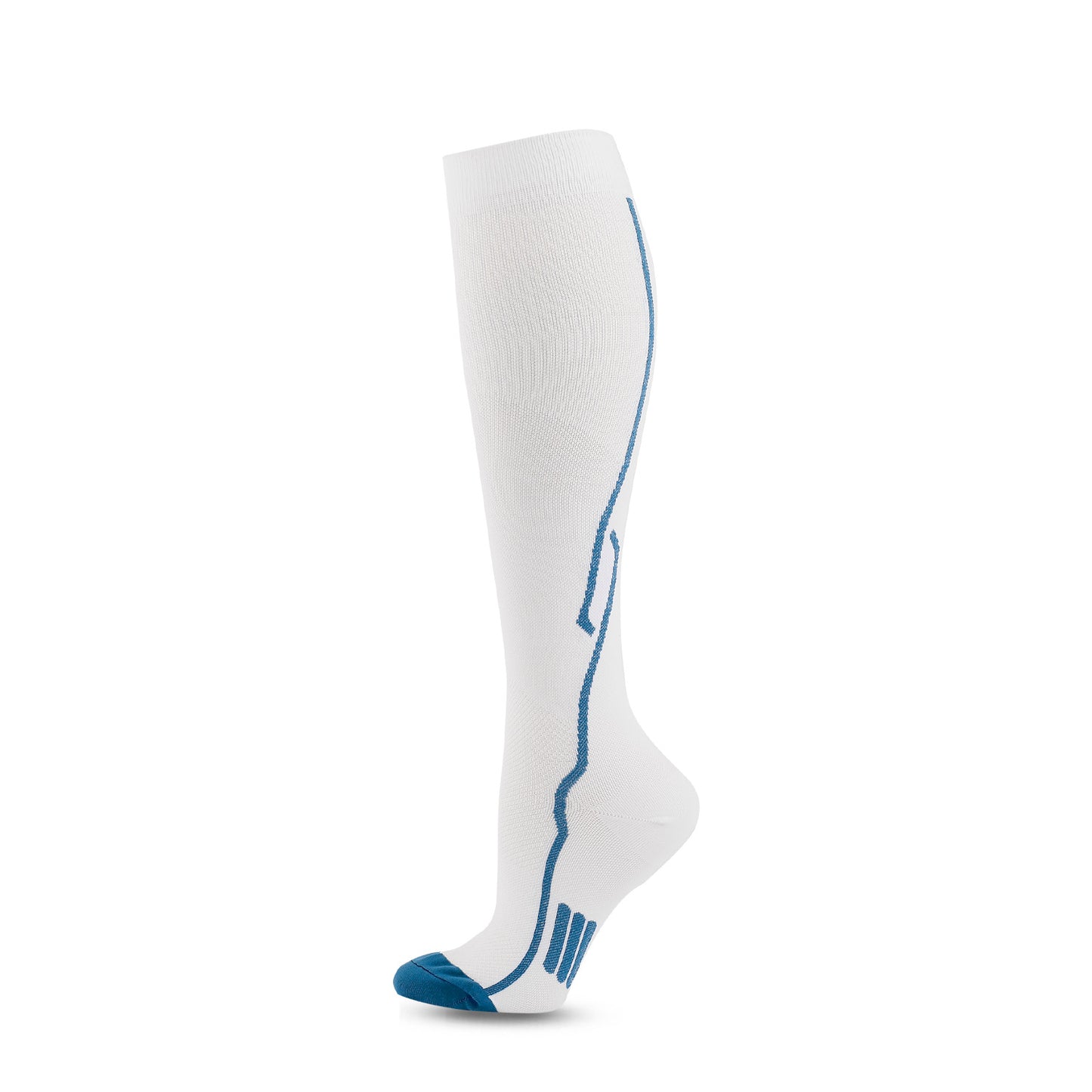 Sporty Nylon Professional Athletic Compression Socks - Breathable Sweat Absorbing Knee Length