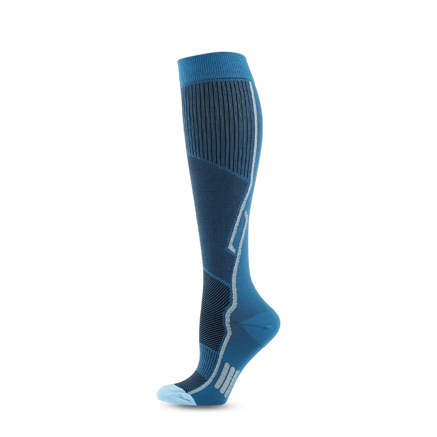 Sporty Nylon Professional Athletic Compression Socks - Breathable Sweat Absorbing Knee Length