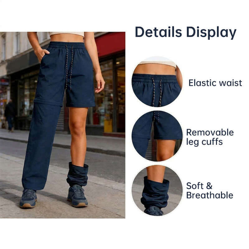 Women's Convertible Recreation Pants - Waterproof Quick-Dry Cargo Trousers with Zip-Off Legs