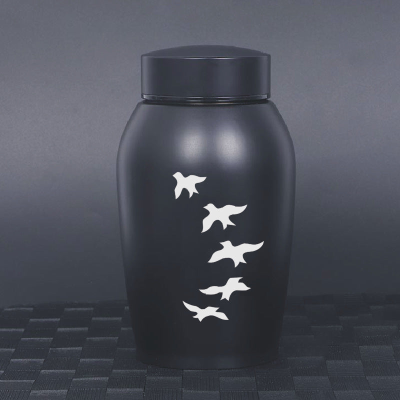 Durable Stainless Steel Pet Memorial Urn 🐾 Black Portable & Moisture-Proof Ash Keepsake Designed for Small Pets