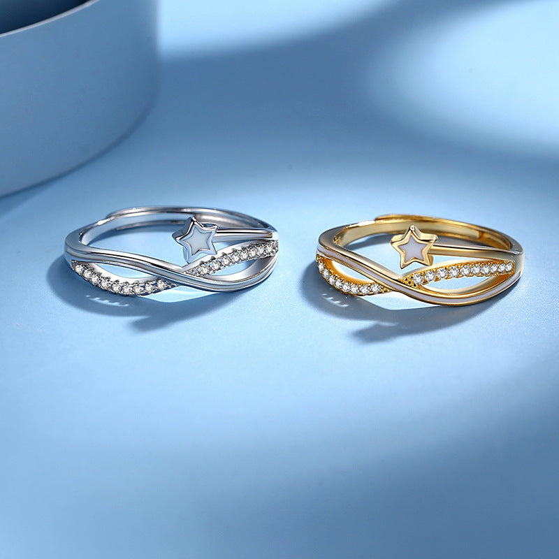 Women's Gorgeous Giftable Double-layered Star Ring 💝🌟 in White and Yellow Gold * Buy 2, Save More !
