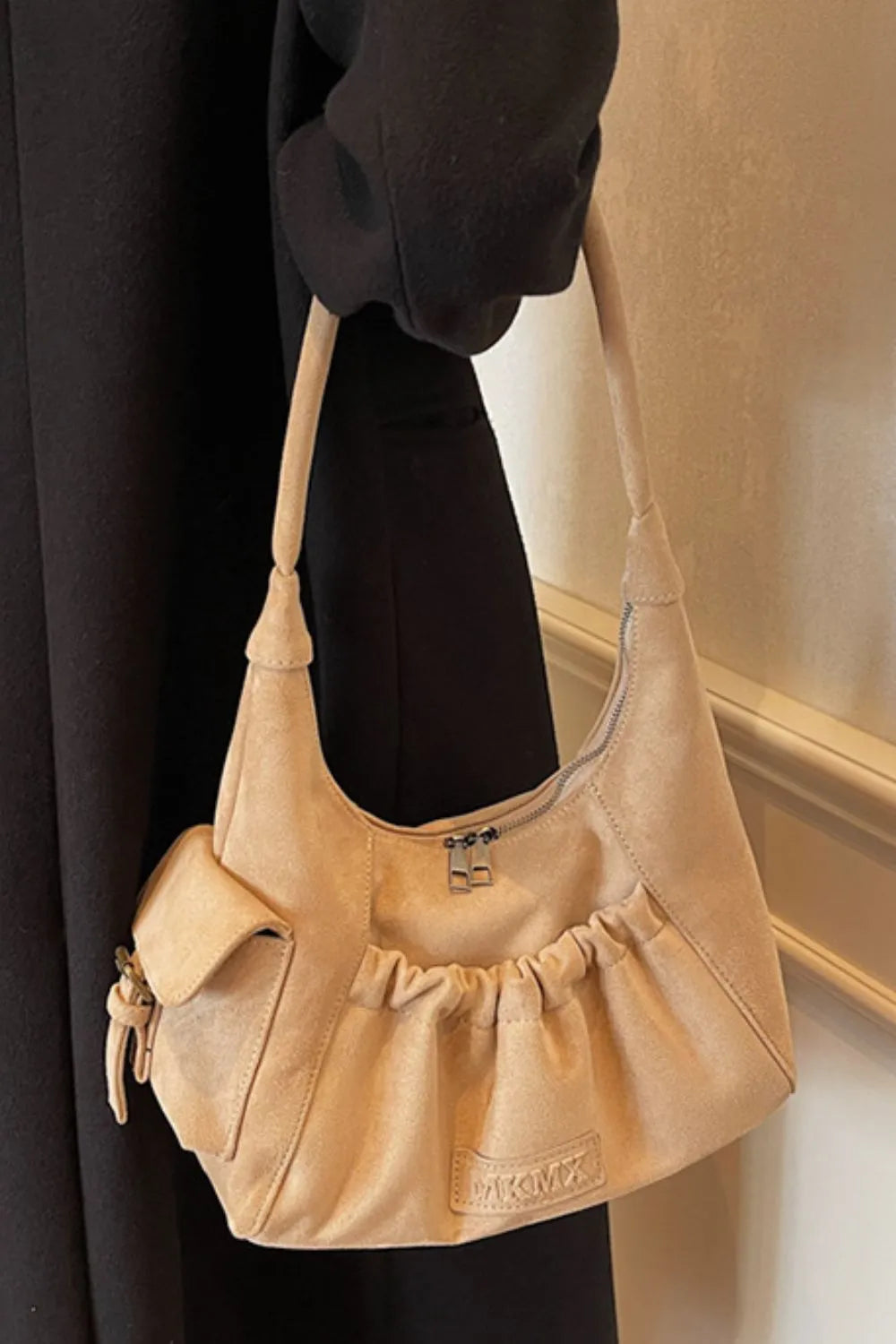 Women's Fashion Premium Ruched Suede Zipper Handbag in Four Gorgeous Trending Colors 🤩