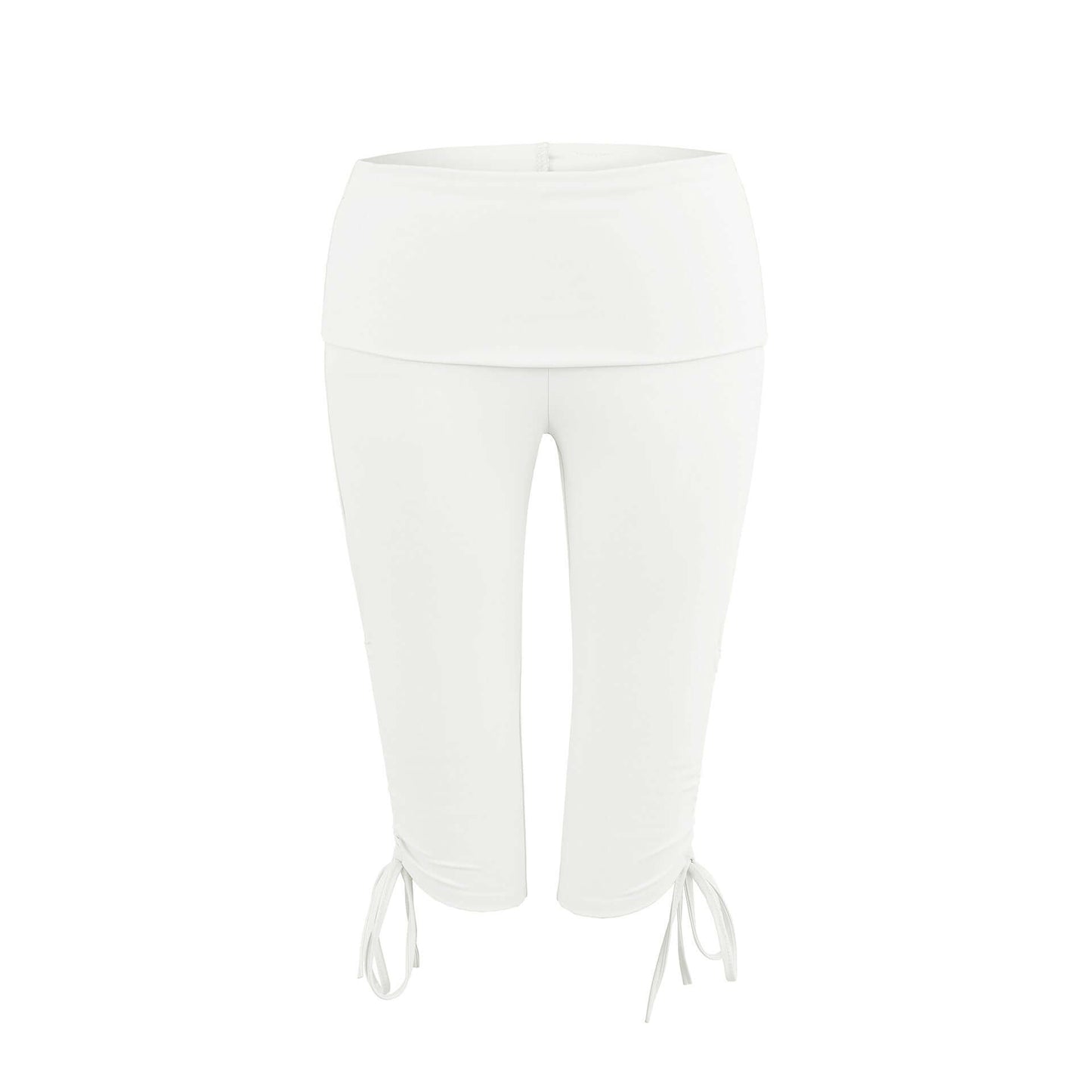 Trendy Elastic Slim-Fit Mid-Length Yoga Pants - Colorful Options with High-Waist and Side Drawstring