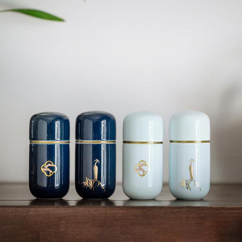 Japanese Ceramic Tea Jar - Vintage Appeal Mini Tea Storage Container