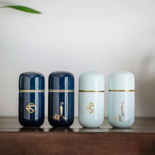Japanese Ceramic Tea Jar - Vintage Appeal Mini Tea Storage Container