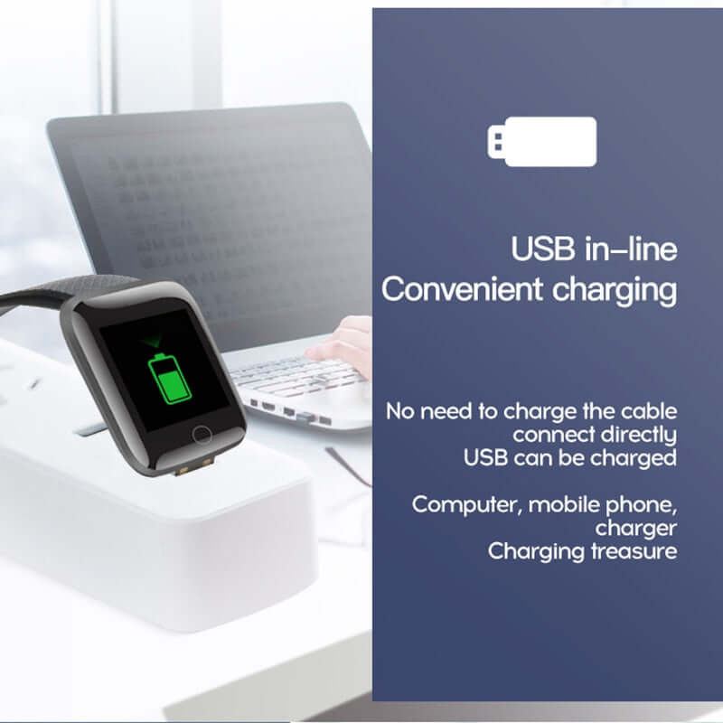 D20 Unisex Waterproof Sport Smartwatch - Large Readable Display - Bluetooth, Heart Rate, Blood Pressure Monitor + More