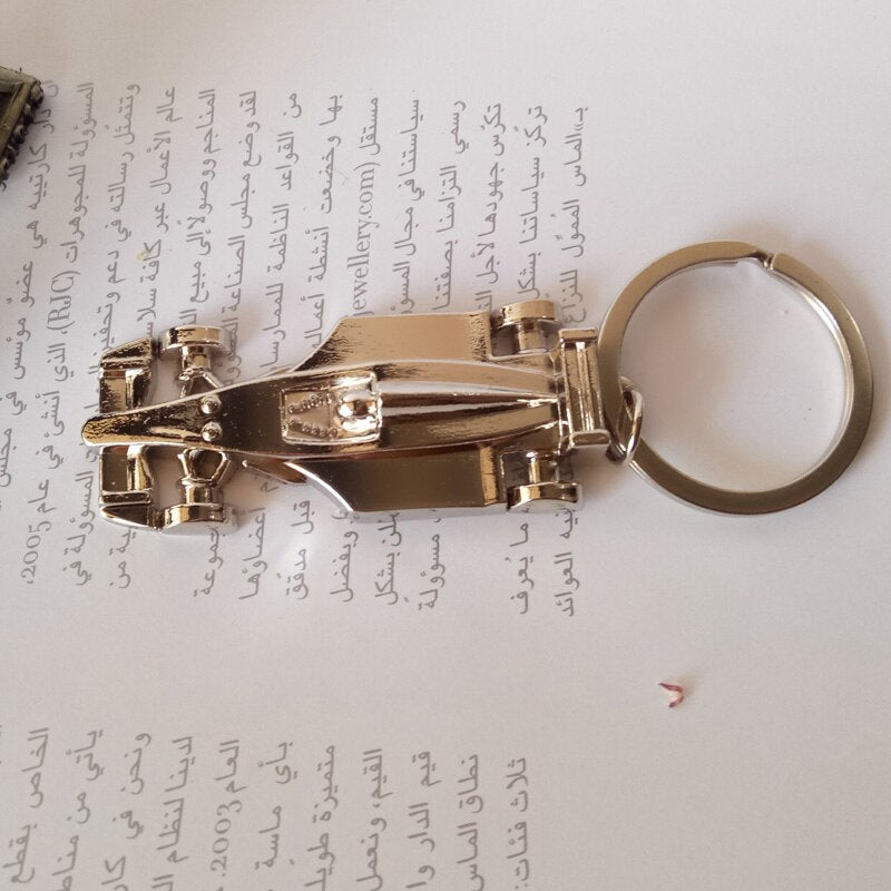 New Arrive Racing Key Chain Silver Color Alloy Full Wheel Car Key Chain F1 Racing Car Keychain For Christmas Gift Key Ring 17026