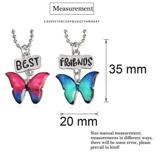 Cute Drop Oil Butterfly Necklaces For Women Best Friends 2 Pcs /Set