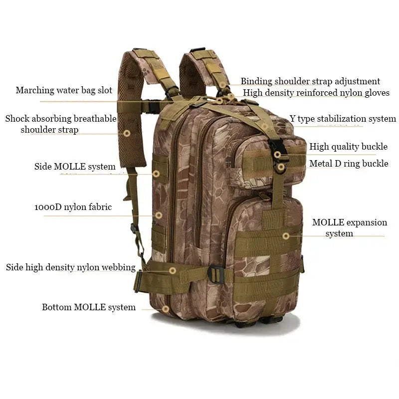 Military Tactical Waterproof Backpack Large Camping Trekking Fishing Hunting