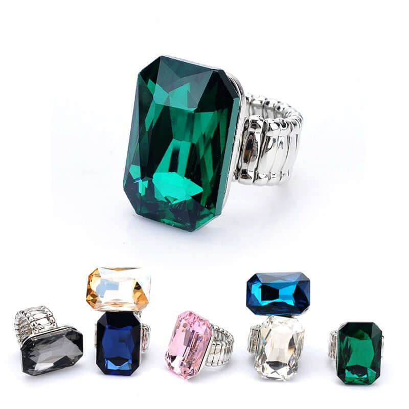 Personality Elegant Giftable Big Ring for Women Big Resin Stone Fashion Elastic Stretch Finger Ring