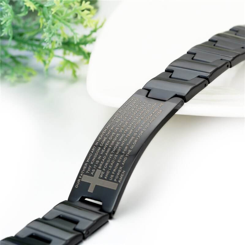 Lord's Prayer Bracelet | Giftable Black Stainless Steel