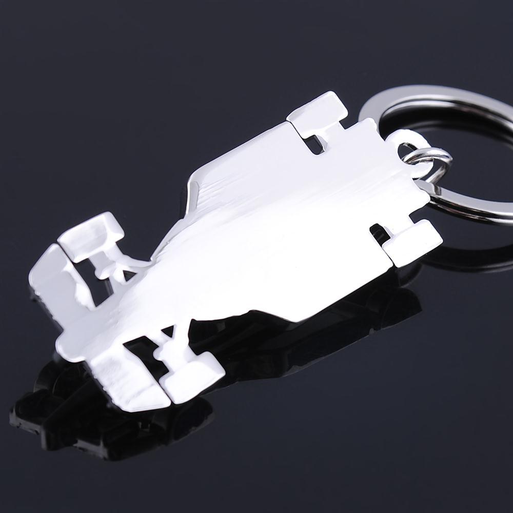 New Arrive Racing Key Chain Silver Color Alloy Full Wheel Car Key Chain F1 Racing Car Keychain For Christmas Gift Key Ring 17026