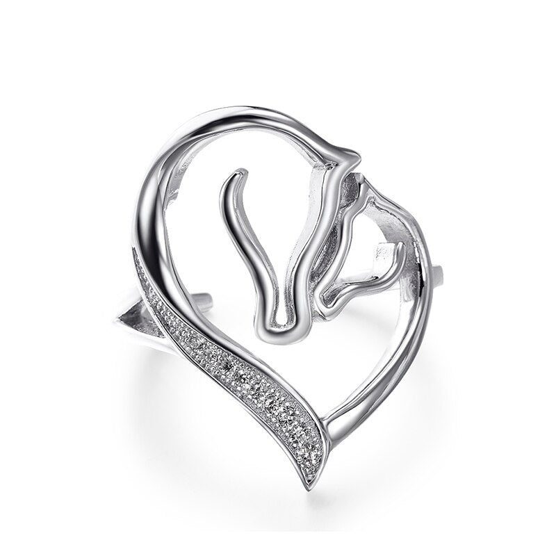 Sinya Sterling Silver Ring Heart Shape Double Hores Fine Jewelry Valentine's Day Birthday Christmas Gift to Your Lover