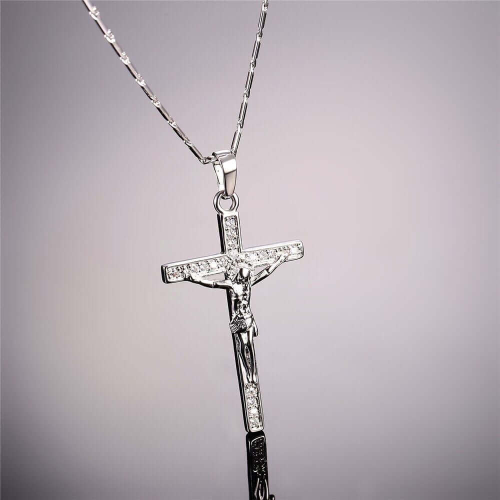 Crucifix Necklace | Silver-Gold-Cubic Zirconia Cross- Giftable❗