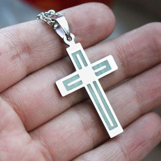 GIFTABLE Glowing Cross Necklace | Stainless Steel - Fluorescent - Unisex