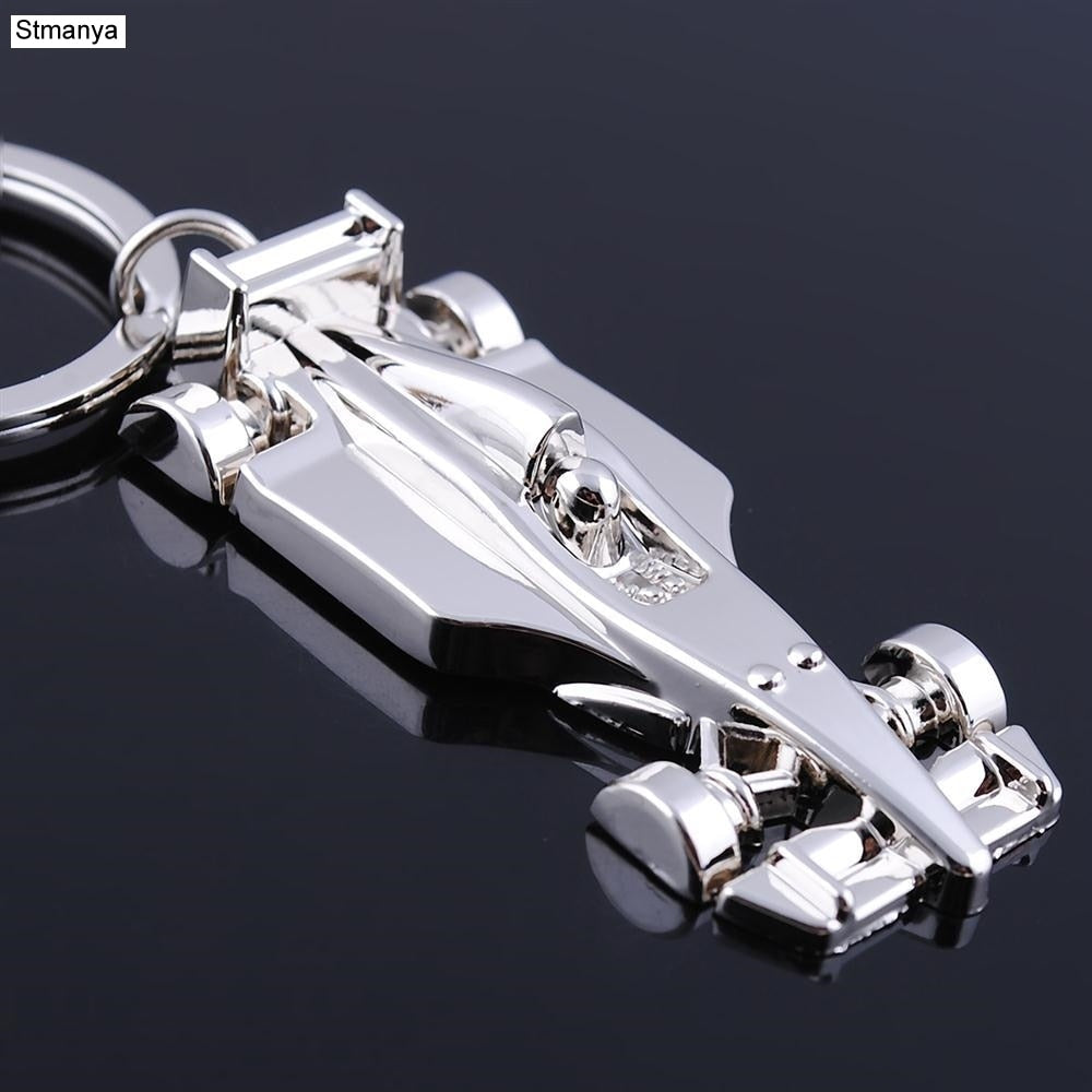 New Arrive Racing Key Chain Silver Color Alloy Full Wheel Car Key Chain F1 Racing Car Keychain For Christmas Gift Key Ring 17026