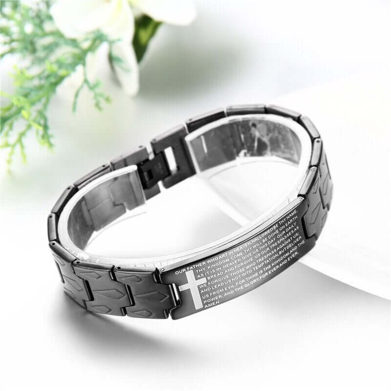 Lord's Prayer Bracelet | Giftable Black Stainless Steel