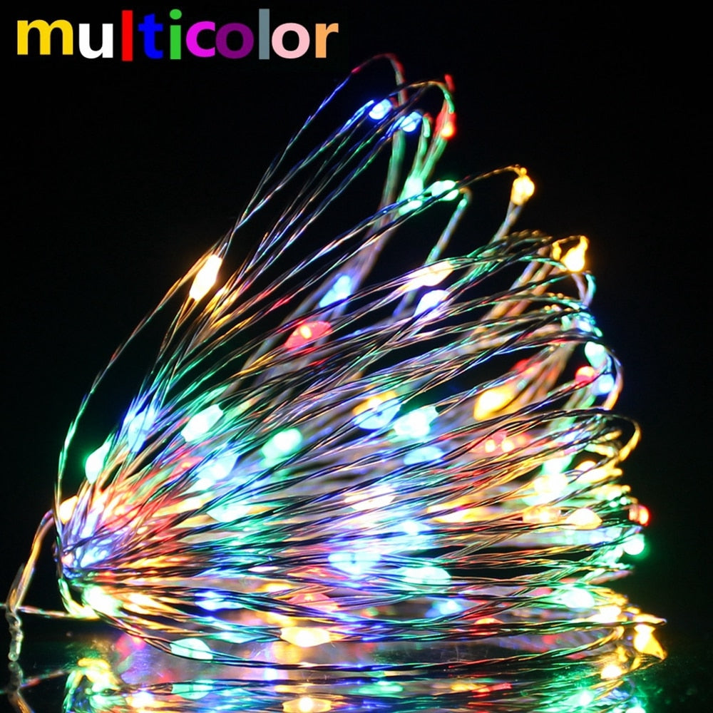 Fairy Lights Copper Wire LED String Lights Christmas Garland Indoor Bedroom Home Wedding New Year Decoration Battery